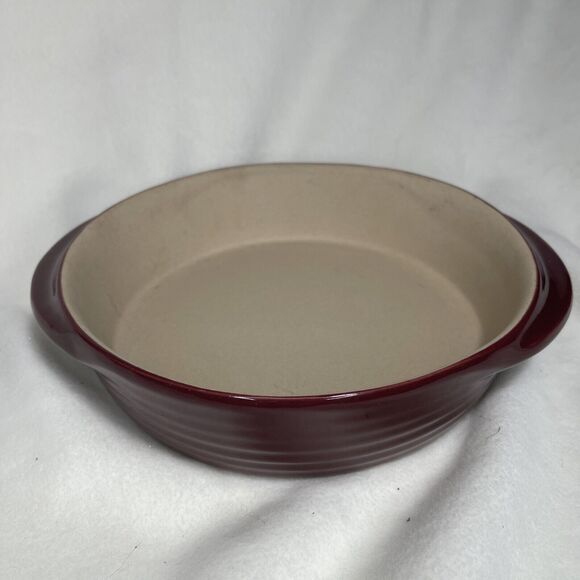 Pampered Chef Cranberry Oval Au Gratin Dish 6X8X2 Small Baker Stoneware Pan - Picture 1 of 3